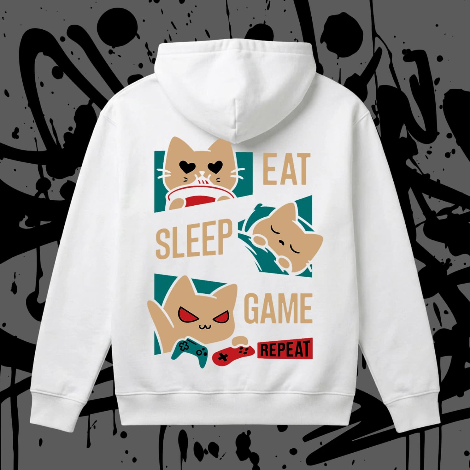Суичър - Eat Sleep Game Repeat Cat